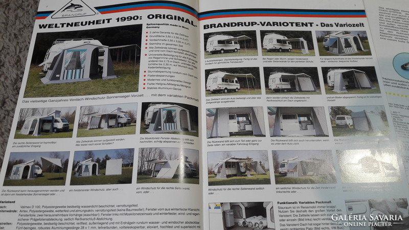 3 Pcs camping, tent, caravan, motorhome, retro, leisure advertising brochure, catalog
