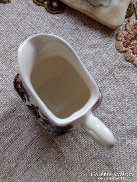 Reneszánsz kastély hattyúkkal mintás angol porcelán tejszínes kiöntő díszes jelzéssel