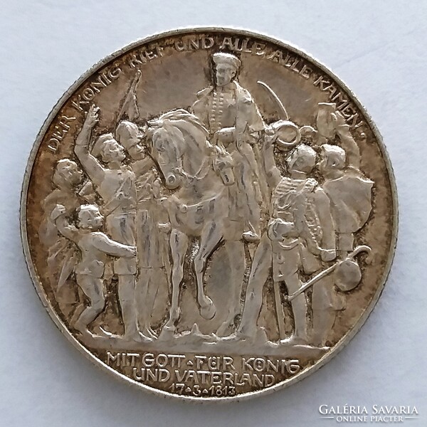 1913 German Empire silver 2 marks, der könig rief (no: 23/243.)