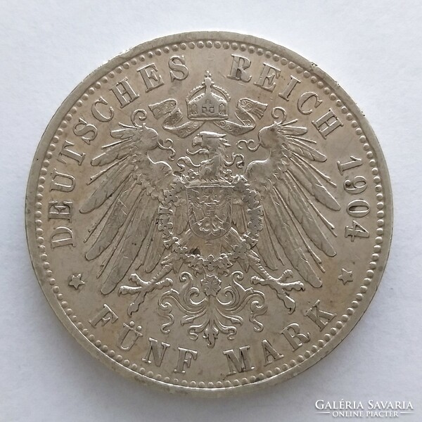 1904 D. Otto koenig von bayern silver 5 marks (no: 23/240.)