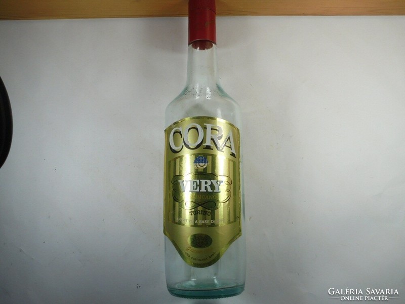 Glass bottle with old paper label - cora very torino - 1980s