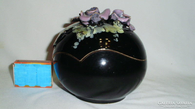 Vintage ceramic bonbonnier with rose holder