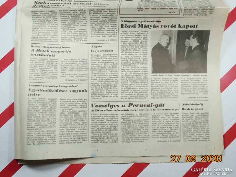 Régi retro újság - Népszava - 1993. január 30.  - A Magyar Szakszervezetek Lapja