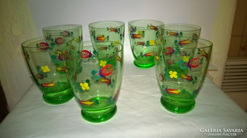 Retro hand-painted green wine glass, water glass even individually