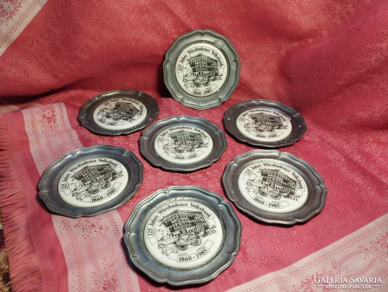 7 Pieces of pewter coasters