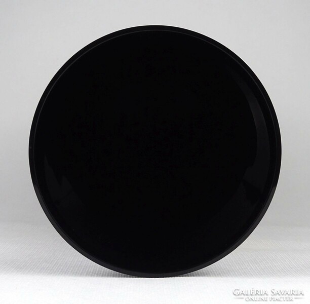 1J802 Nagyméretű mid century fekete üveg váza 31 cm