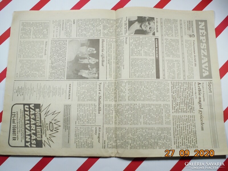 Régi retro újság - Népszava - 1991. szeptember 2.  - A Magyar Szakszervezetek Lapja