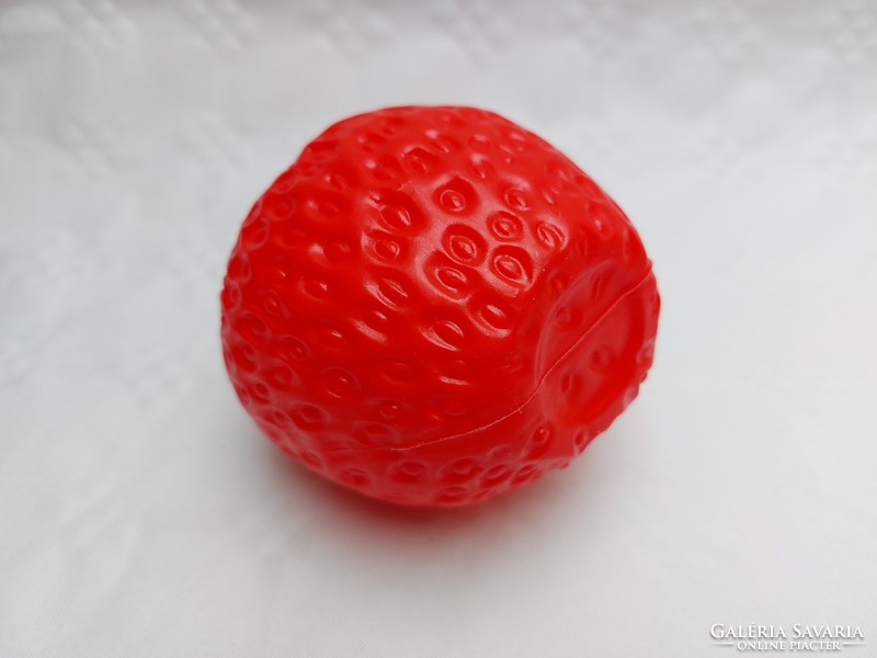 Retro plastic bottle with strawberry strawberry shape