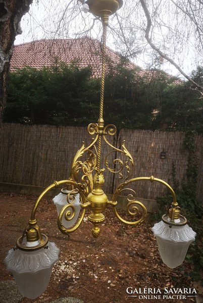 Antique baroque rococo style chandelier with fire-gilded decorative shades