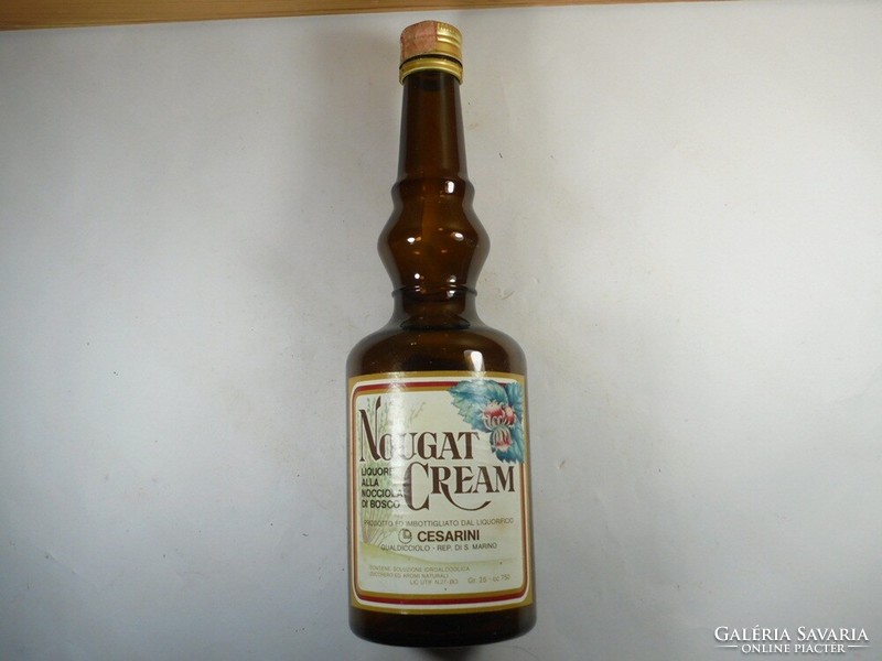 Glass bottle with old paper label - nougat cream - 1980s