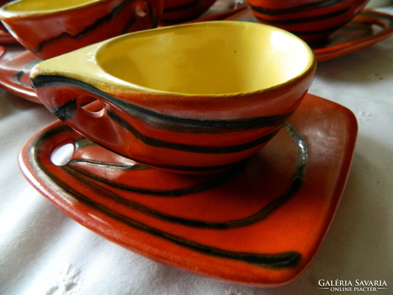 Retro Hungarian tófej coffee / mocha ceramic cup set