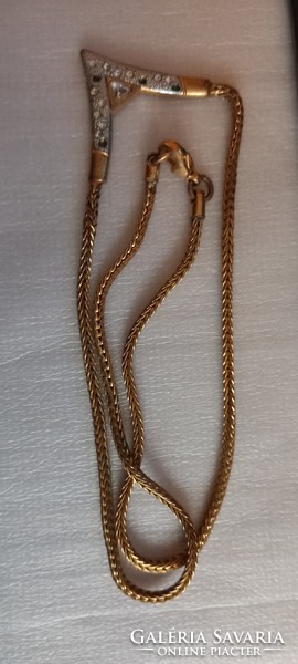 Gold-plated necklace with white and black accents