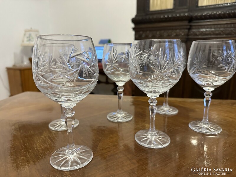 Polished crystal wine glasses 6 pcs