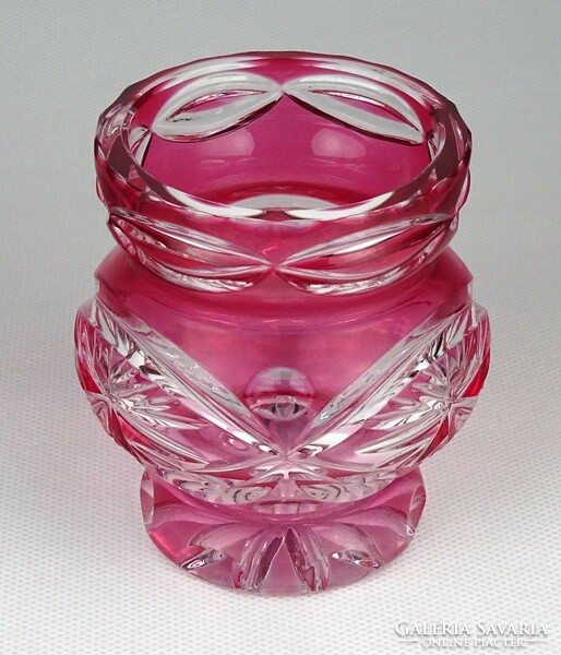 1I988 Régi csiszolt rózsaszín üveg váza
