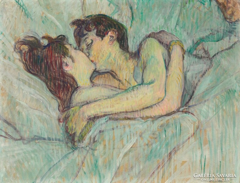 Lautrec - Az ágyban (A csók) - vászon reprint