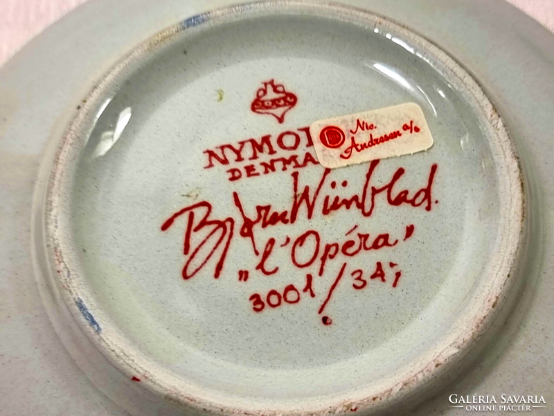 Bjørn Wiinblad Nymølle Asiet “L Opera” Denmark ritka gyűjteményi pink tányér