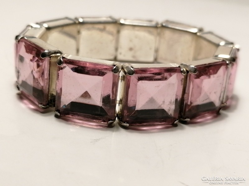Old pink rhinestone bracelet (866)