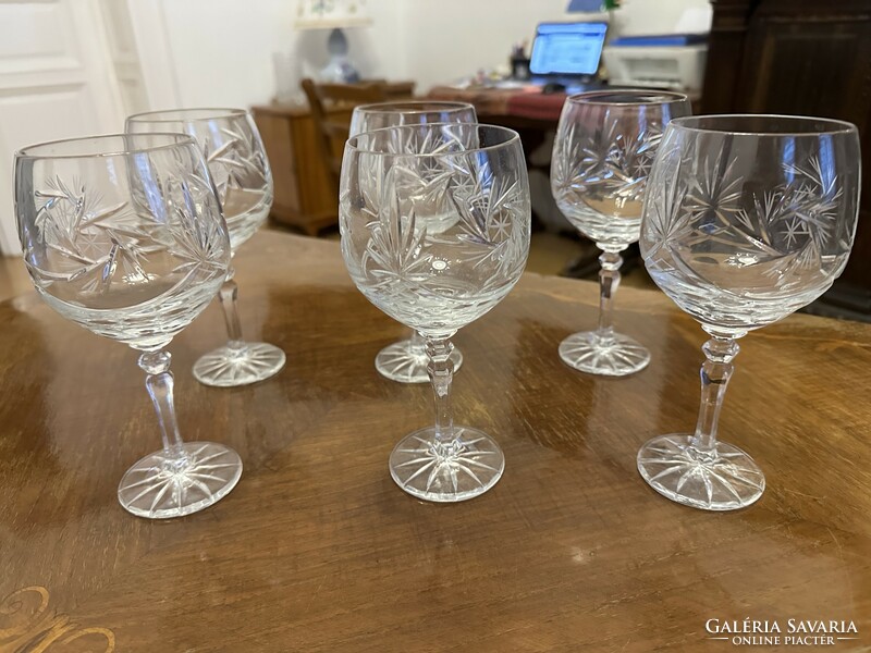 Polished crystal wine glasses 6 pcs