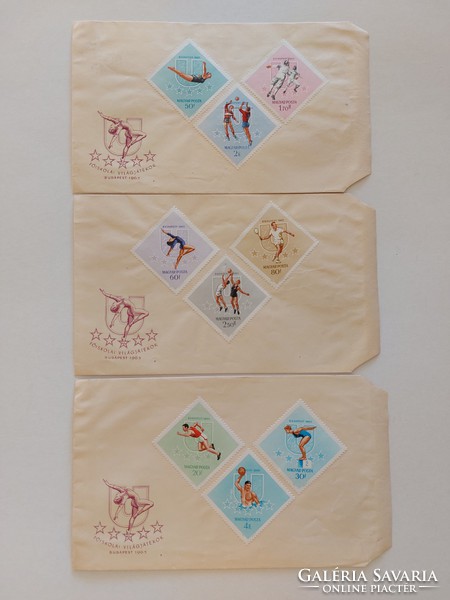 Old stamp envelope college world games budapest 1965 3 pcs