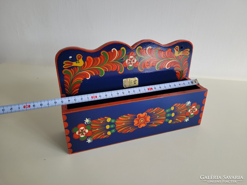 Retro old folk motif painted wall holder with small wall shelf for tourist souvenir