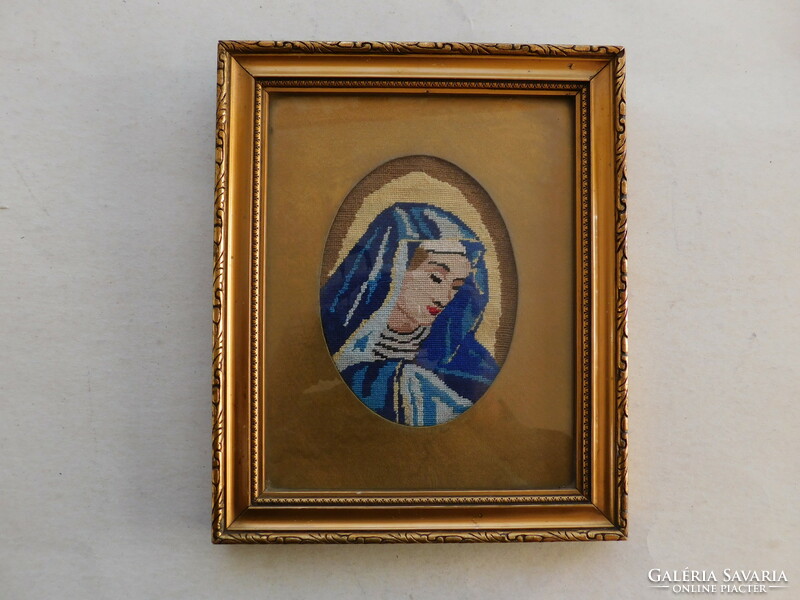 Very beautiful old tapestry, in a very showy frame, Virgin Mary