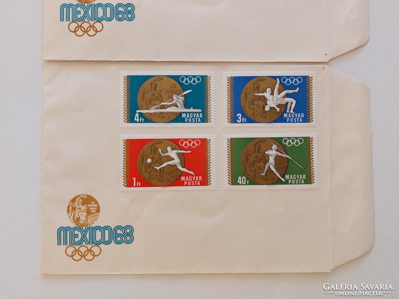 Old stamp envelope olympics mexico 1968 2 pcs
