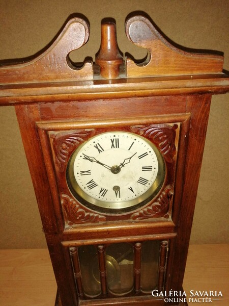Antique partisan wooden carved glazed pendulum wall clock