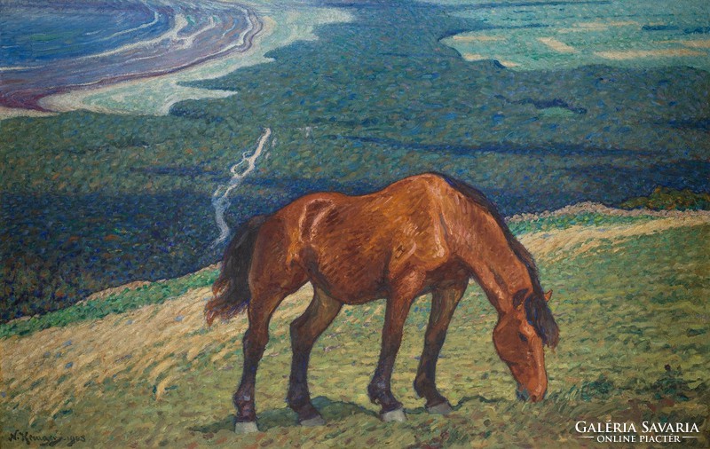 Nils kreuger - grazing horse - reprint