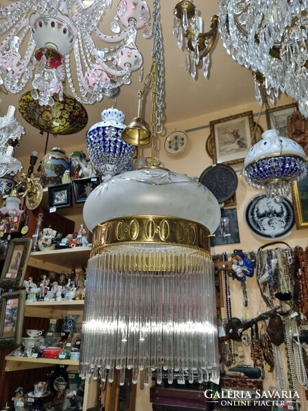 Hanging lamp with crystal glass rod
