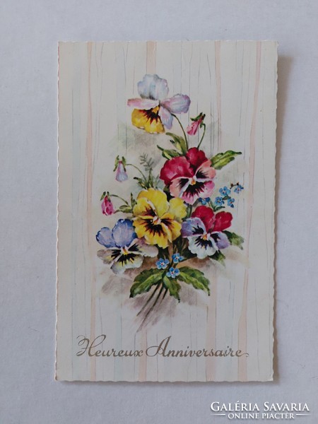 Old floral postcard 1967 postcard pansy