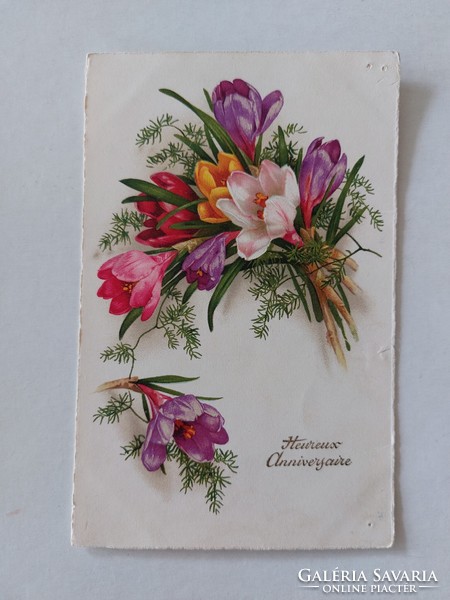 Old floral postcard postcard crocus