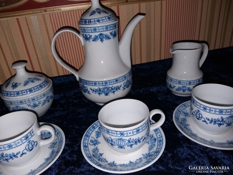Coffee set Kahla GDR German cobalt painted porcelain six person onion pattern coffee set