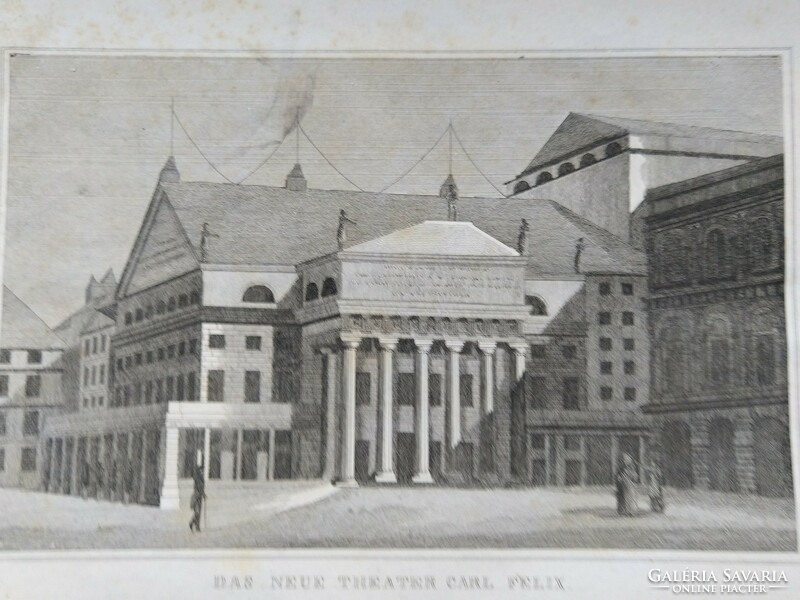 Carl Felix új színház. Eredeti acelmetszet ca.1843