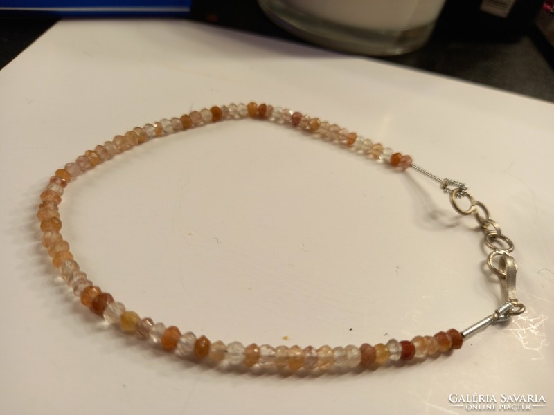 Silver bracelet, bracelet with real raw faceted sunstone!! A real specialty!