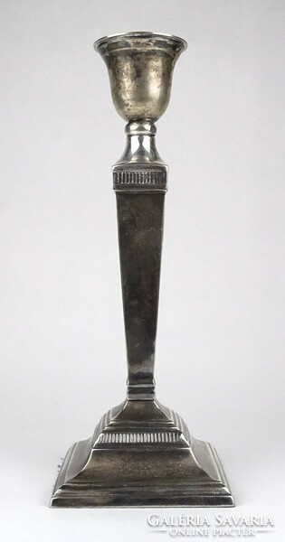 1M193 Régi nagyméretű angol fazonú ezüstözött gyertyatartó 30 cm