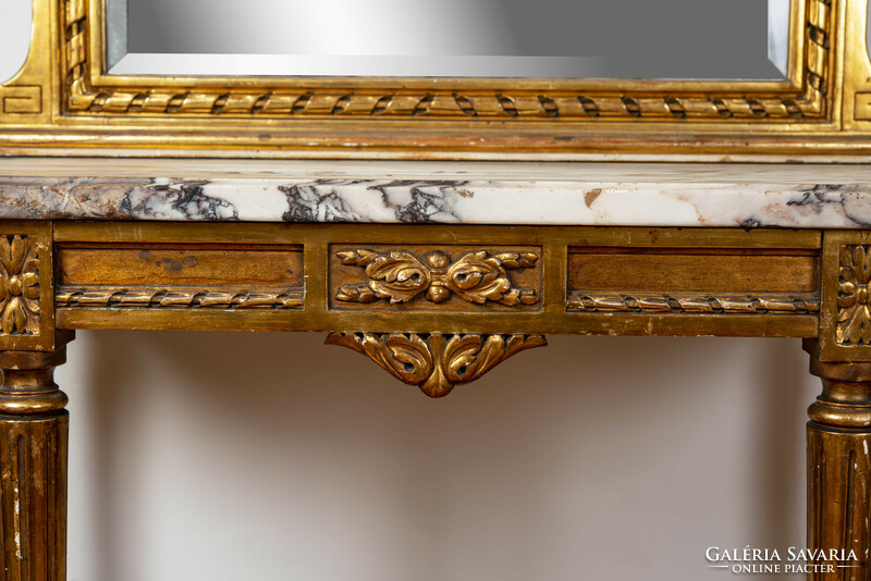 Gilded console table with mirror