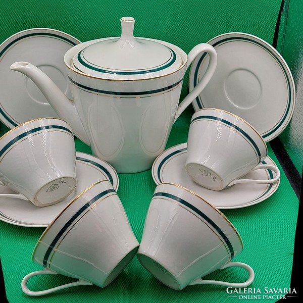 Rare cmielow tea set with green striped decor