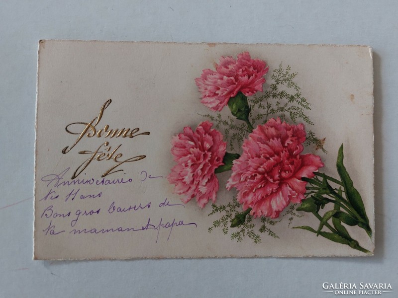 Régi virágos képeslap 1931 levelezőlap szegfű