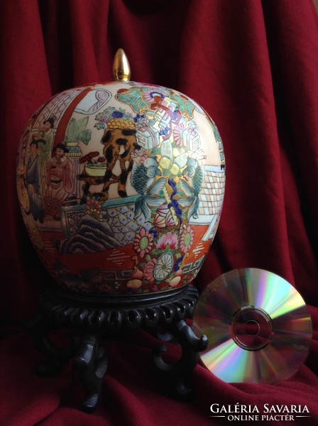 Kinai Famille Rose porcelán lótusz tea Gyógynövény Feng Shui urna váza edény doboz tároló fűszer