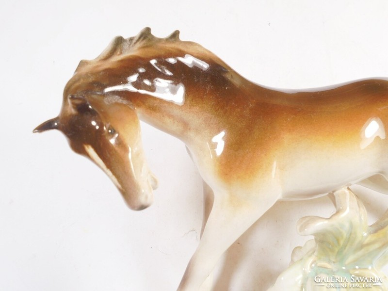 Retro old - ceramic horse equestrian figure sculpture