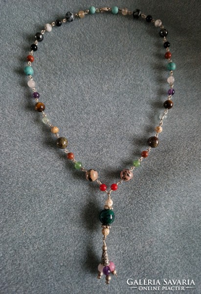 Multi-chakra necklace with chrysocrol and many, many precious stones - many, many handcrafted jewelry