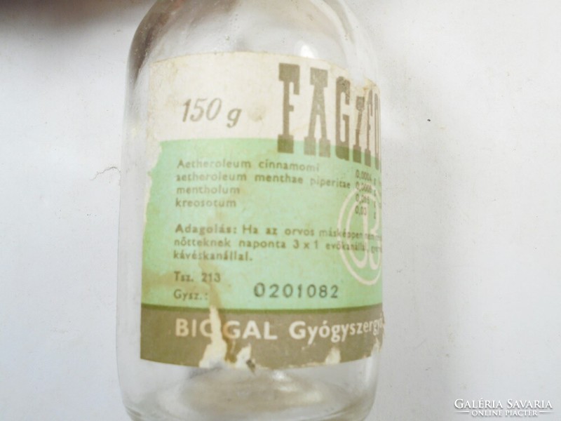 Régi retro üveg palack Fagifor szirup Biogal Gyógyszergyár Debrecen - 1980-as évek