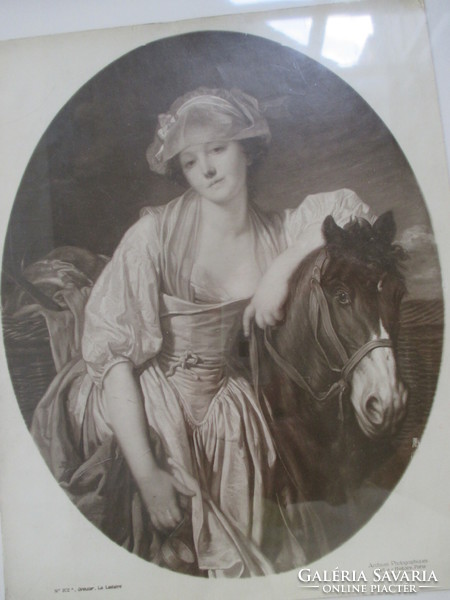 The milkmaid (la latiere) j.-B. Antique reproduction of Greuze's painting