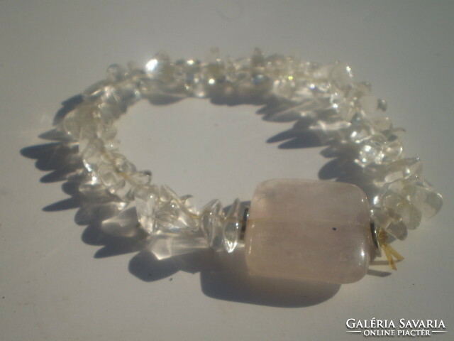 Reduced price, rock crystal, cube rose quartz bracelet
