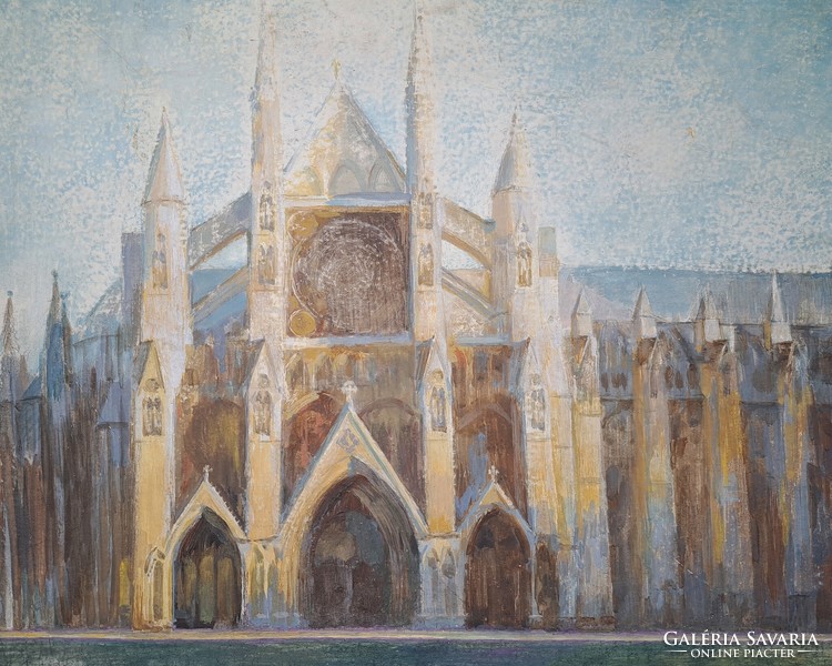 Westminsteri apátság - London (tempera festmény) angol gótikus építészet - Anglia
