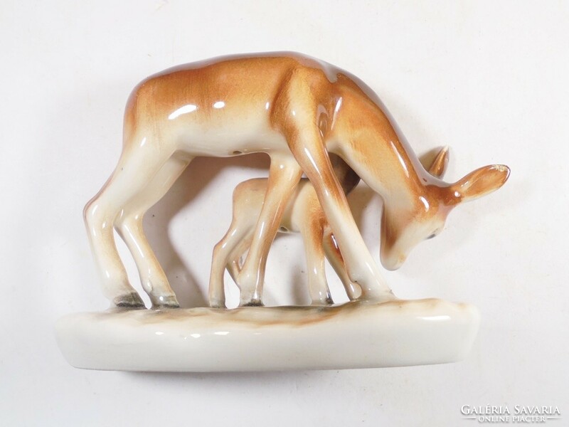 Retro régi jelzett - porcelán őz őzike Bambi figura szobor