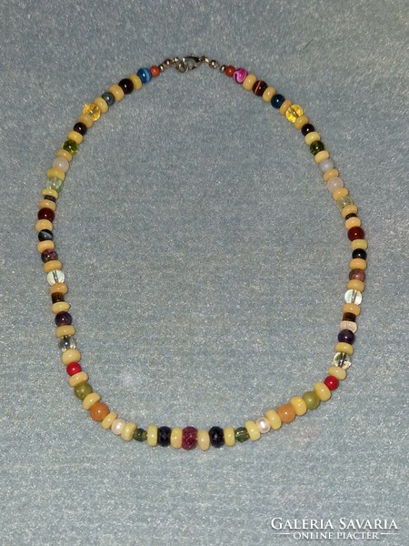 Multi-chakra necklace with precious opal and many, many precious stones - many, many handmade jewels