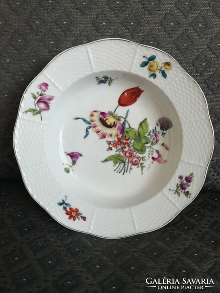 Antique Herend plate, with ribbon crown mark, 1880s. Plus a gift plate holder!
