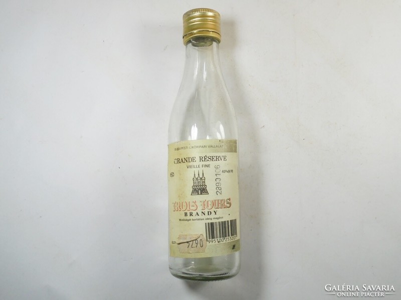 Old retro glass bottle trois tours brandy buliv manufacturer - 1980s