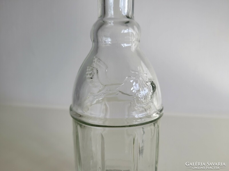 Régi gólya mintás bordás vintage tejes üveg gólyás üveg
